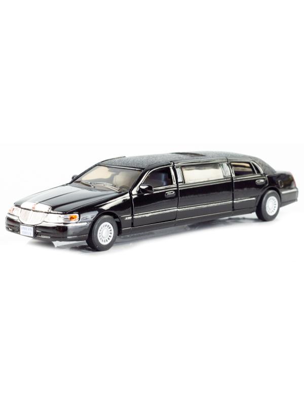 Металлическая машинка Kinsmart 1:38 «1999 Lincoln Town Car Stretch Limousine» KT7001DH / Черный