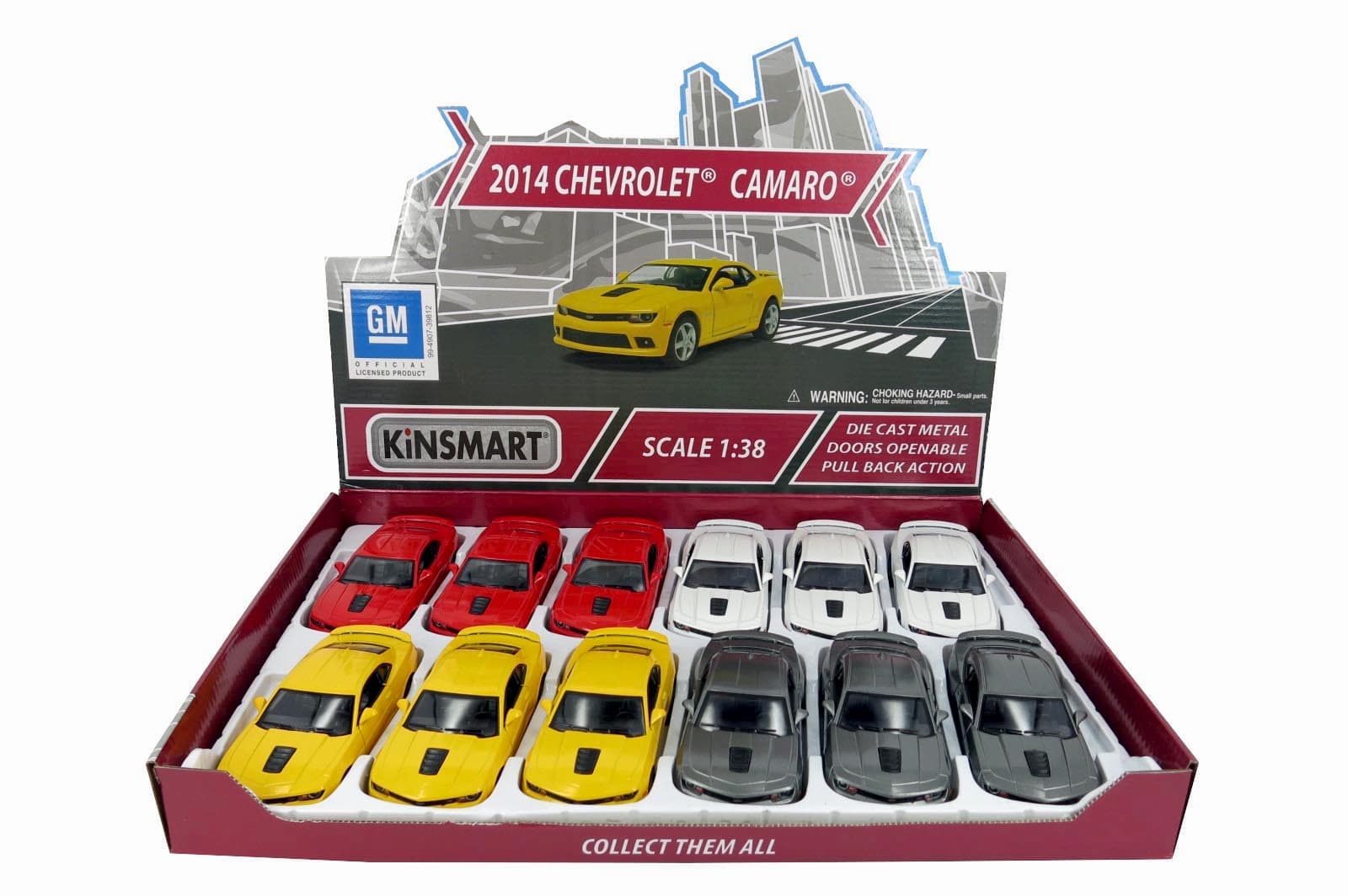 Металлическая машинка Kinsmart 1:38 «2014 Chevrolet Camaro» KT5383D, инерционная / Белый