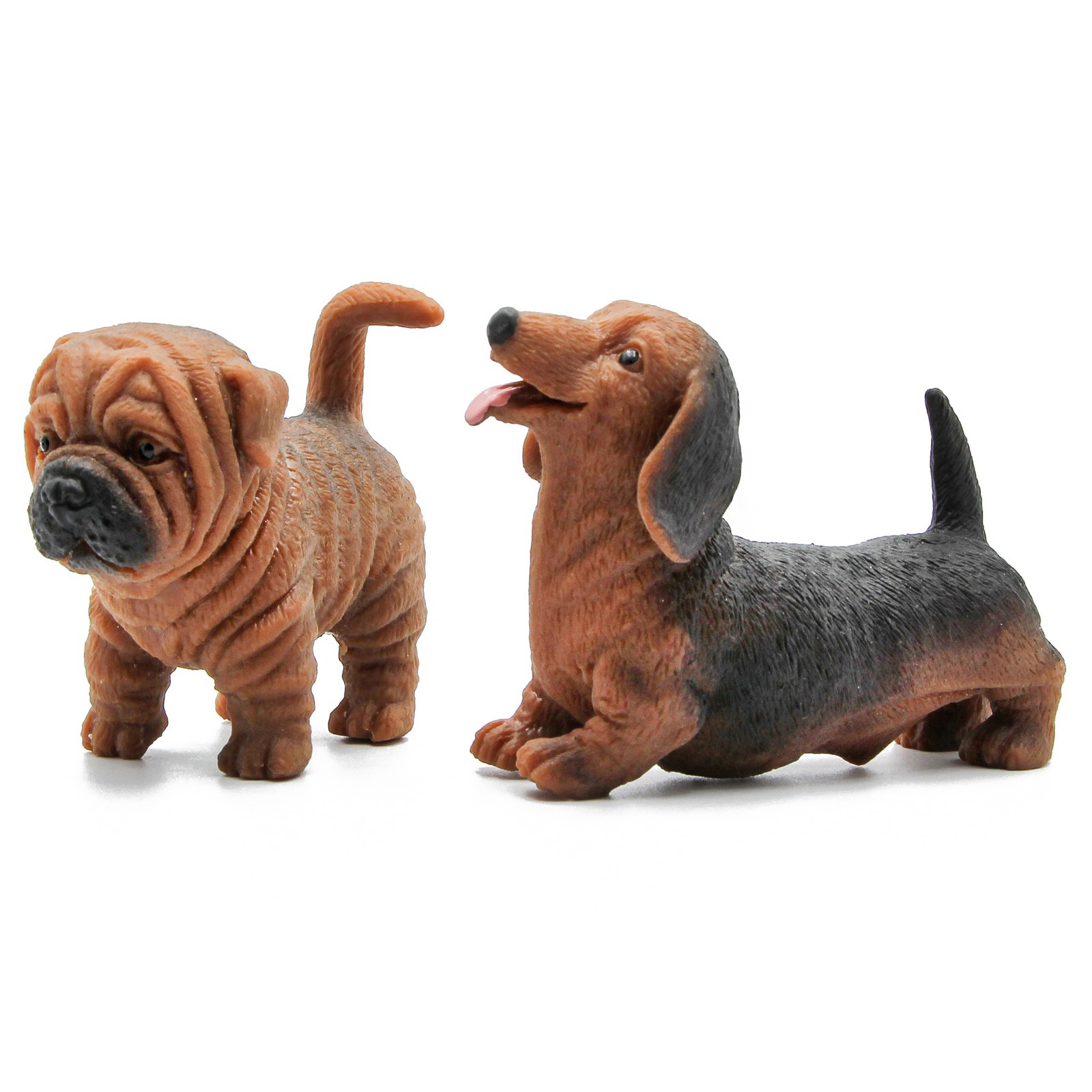 Фигурки-тянучки Животных QBabe «Собаки Шарпей и Такса» из термопластичной резины A305-DB, 9.52 см., Антистресс / 2 шт.