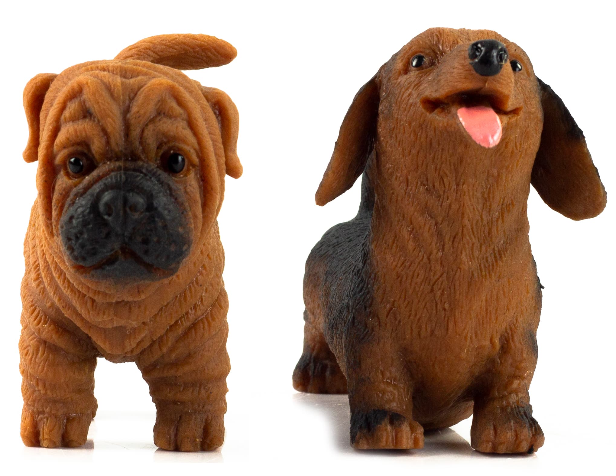 Фигурки-тянучки Животных QBabe «Собаки Шарпей и Такса» из термопластичной резины A305-DB, 9.52 см., Антистресс / 2 шт.