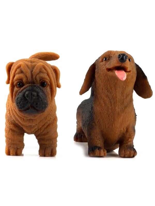 Фигурки-тянучки Животных QBabe «Собаки Шарпей и Такса» из термопластичной резины A305-DB, 9.52 см., Антистресс / 2 шт.