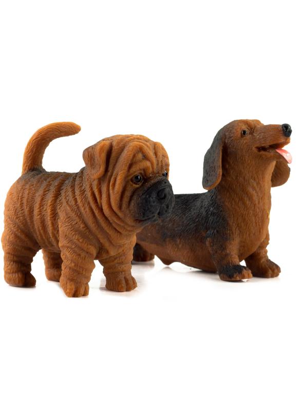 Фигурки-тянучки Животных QBabe «Собаки Шарпей и Такса» из термопластичной резины A305-DB, 9.52 см., Антистресс / 2 шт.