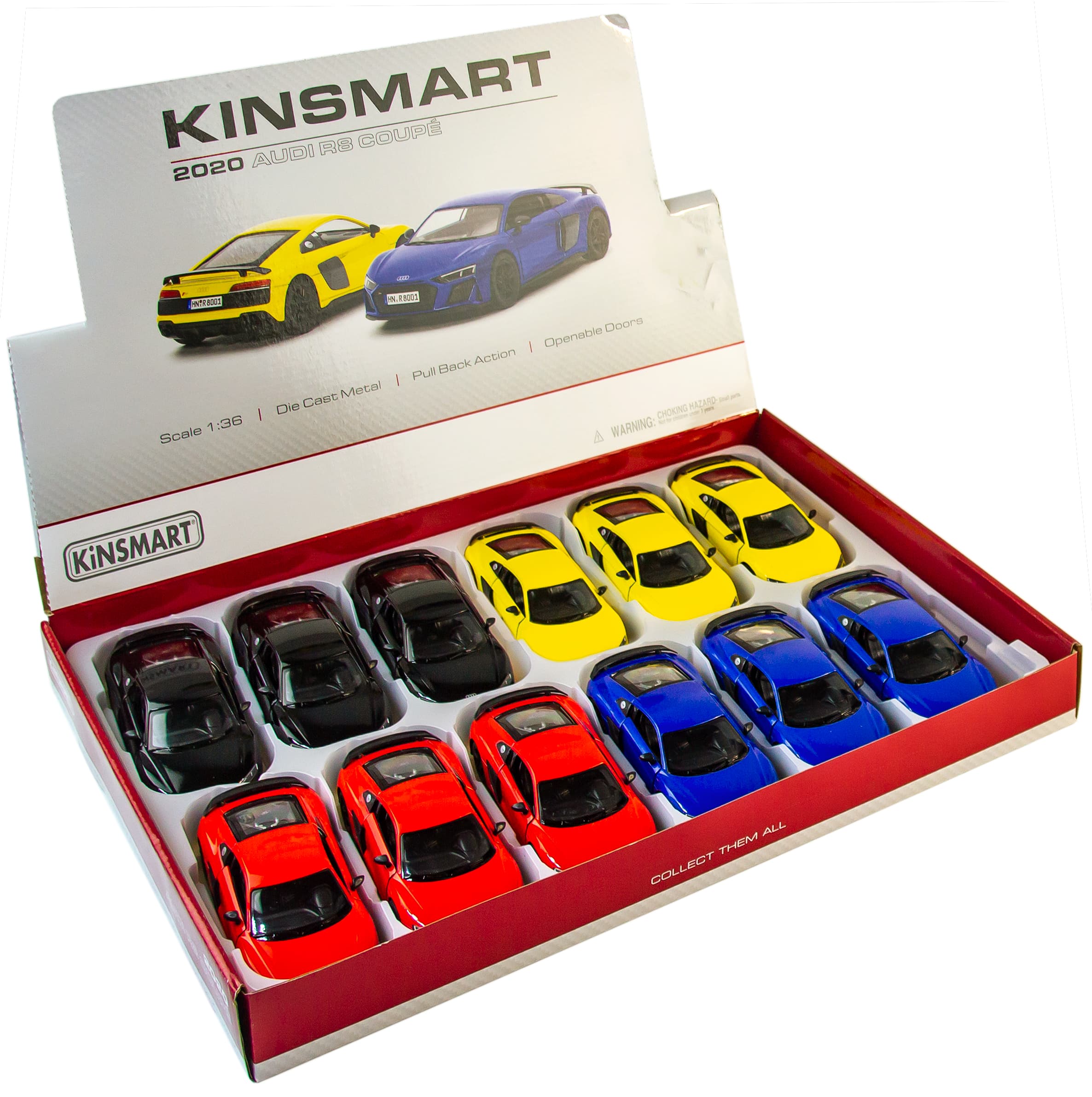 Металлическая машинка Kinsmart 1:38 «2020 Audi R8 Coupe» KT5422D, инерционная / Красный