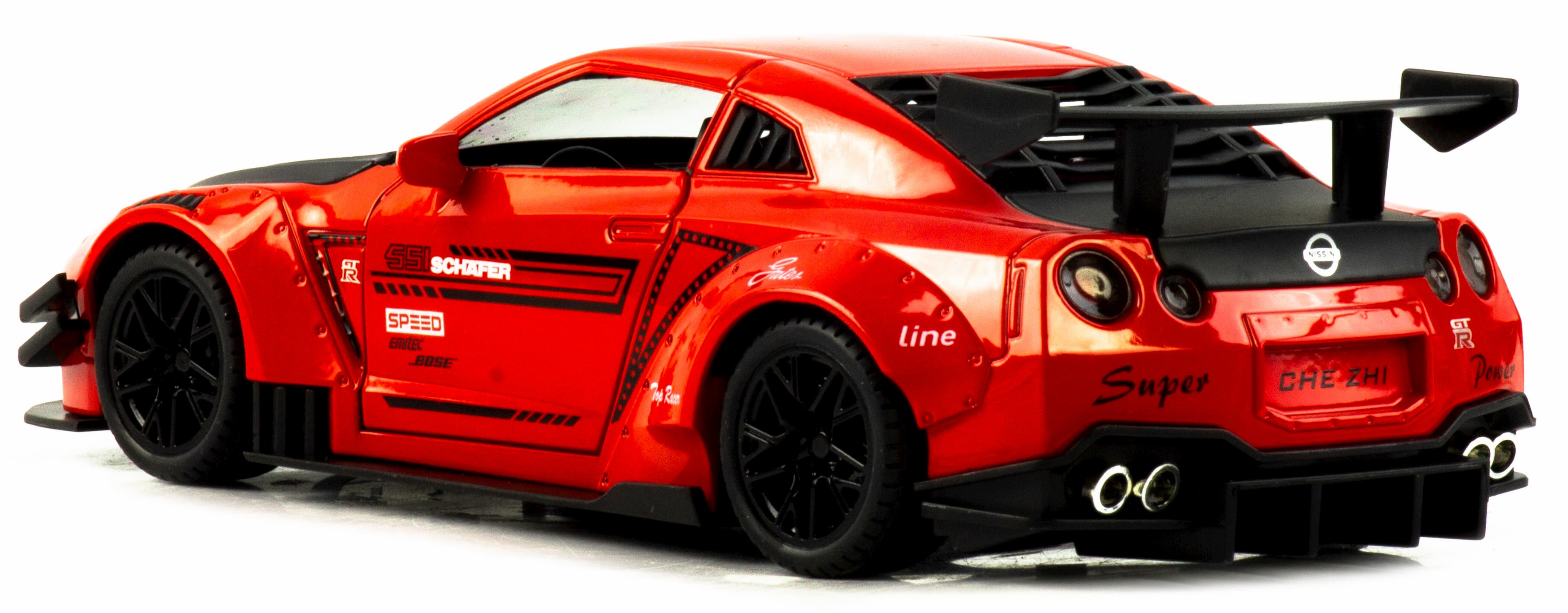 Металлическая машинка Che Zhi 1:24 «Nissan GT-R Nismo» CZ128B, 20.8 см., инерционная, свет, звук в коробке / Микс