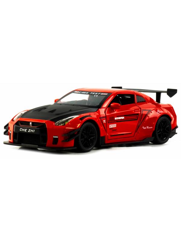 Металлическая машинка Che Zhi 1:24 «Nissan GT-R Nismo» CZ128B, 20.8 см., инерционная, свет, звук в коробке / Микс