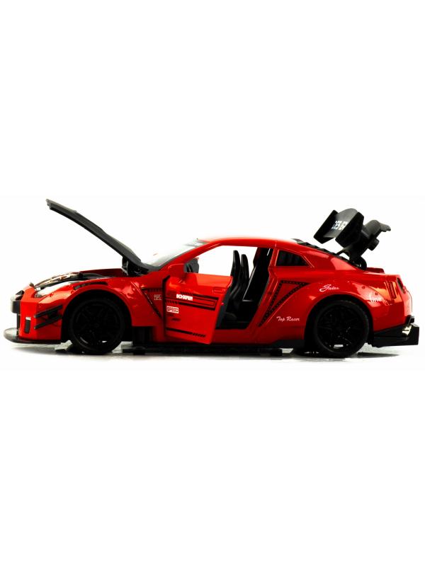 Металлическая машинка Che Zhi 1:24 «Nissan GT-R Nismo» CZ128B, 20.8 см., инерционная, свет, звук в коробке / Микс