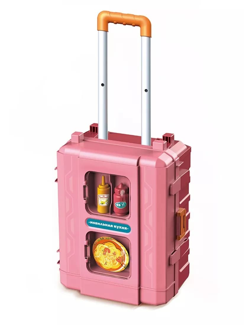 Игровой набор «Кухня-чемоданчик 3 в 1» 71 см, 49 предметов, 8121A / вода, свет, звук