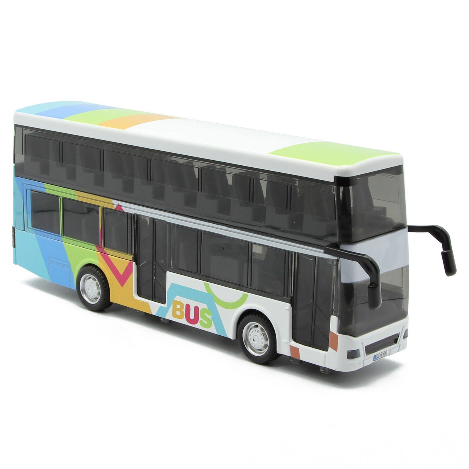 Металлический двухэтажный автобус Yeading 1:48 «Мультфильм BUS» 20 см. 6631А инерционный, свет, звук / Микс