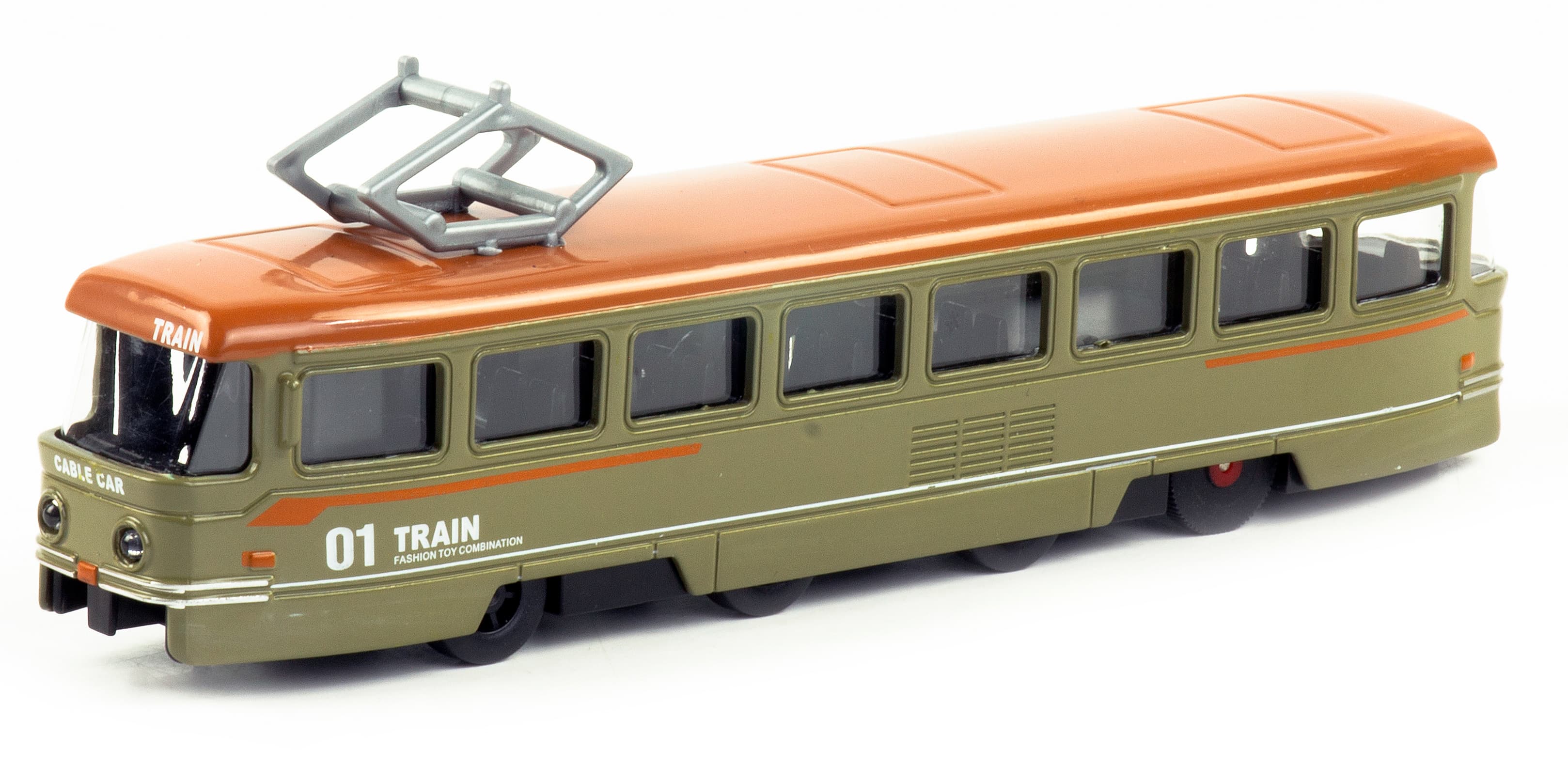 Металлический трамвай Yeading 1:50 «Tatra T3SU» 6635A 18.5 см., инерционный, свет, звук / Микс