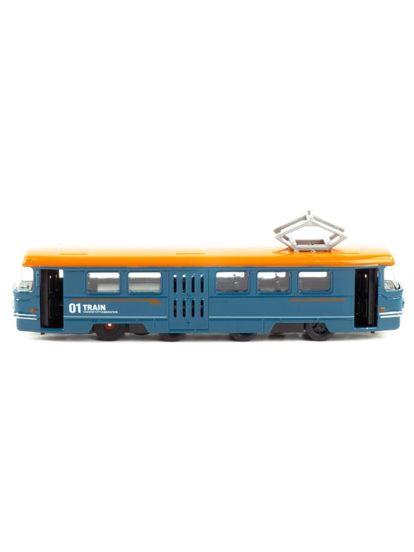 Металлический трамвай Yeading 1:50 «Tatra T3SU» 6635A 18.5 см., инерционный, свет, звук / Микс