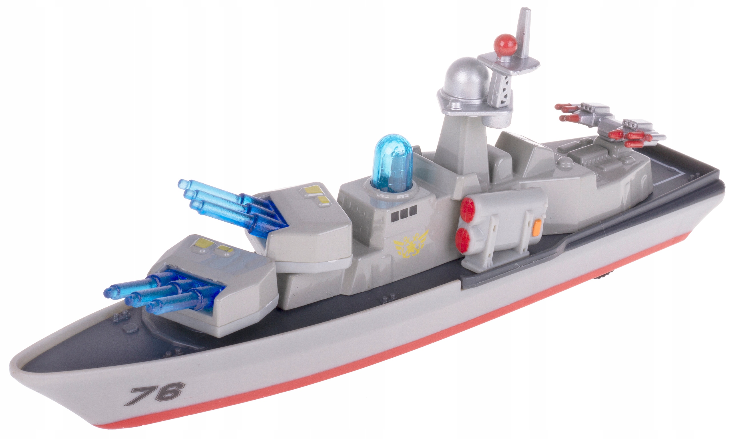 Металлический военно-морской корабль 18.5 см, звук, свет, инерционный, JL641 / 1 шт.