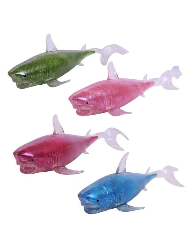 Игрушка-антистресс ABtoys Акула блестящая 24 см, 12 шт в дисплее.