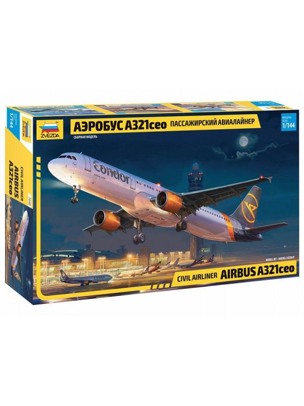 Сборная модель ZVEZDA Пассажирский авиалайнер Аэробус А321ceo 1:144