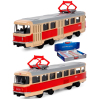 Трамвай металлический Play Smart 1:87 «Tatra T3SU» 16 см. 6551 Автопарк, инерционный / Красно-бежевый
