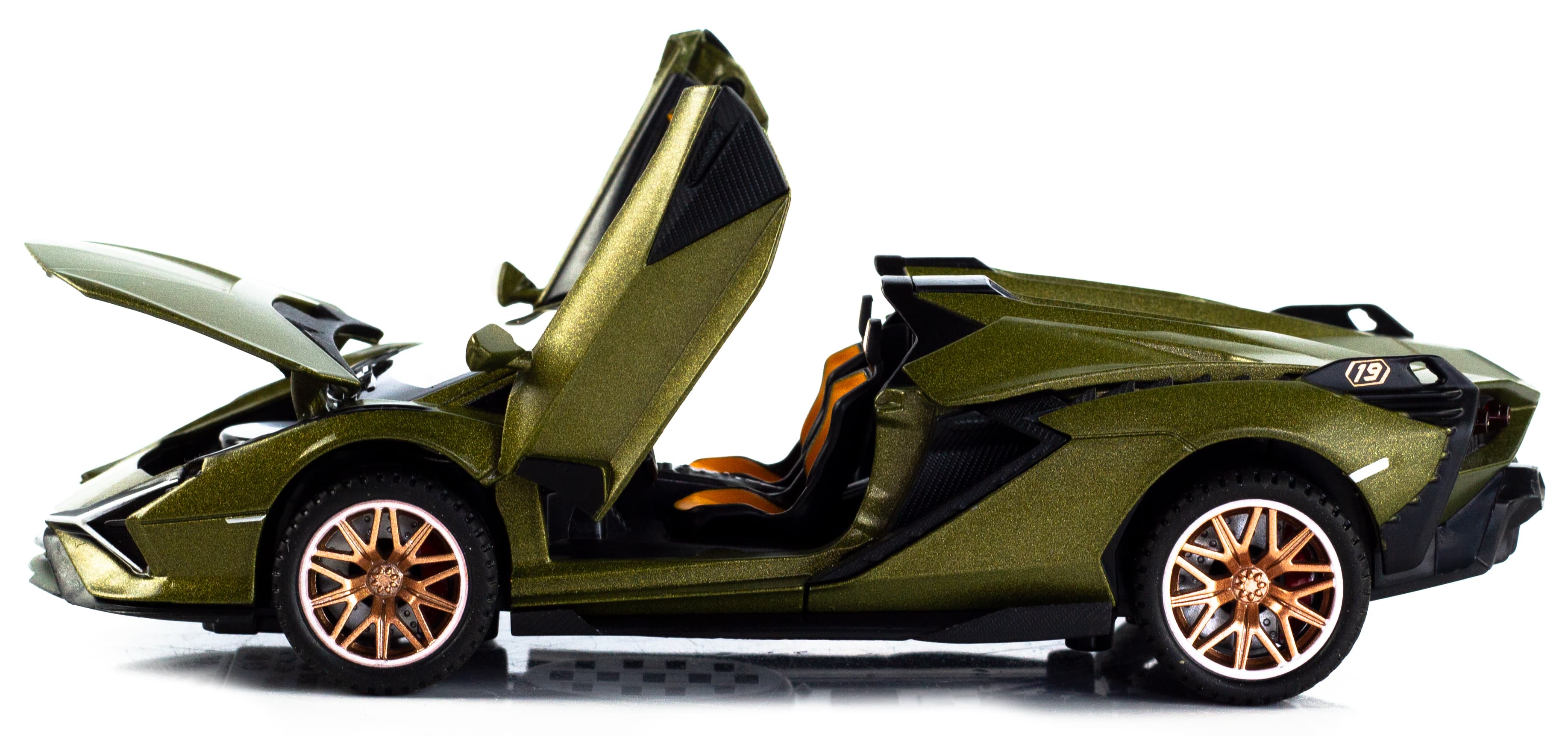 Металлическая машинка Double Horses 1:32 «Lamborghini Sian FKP 37 Roadster» 32661 свет и звук, инерционная / Зеленый