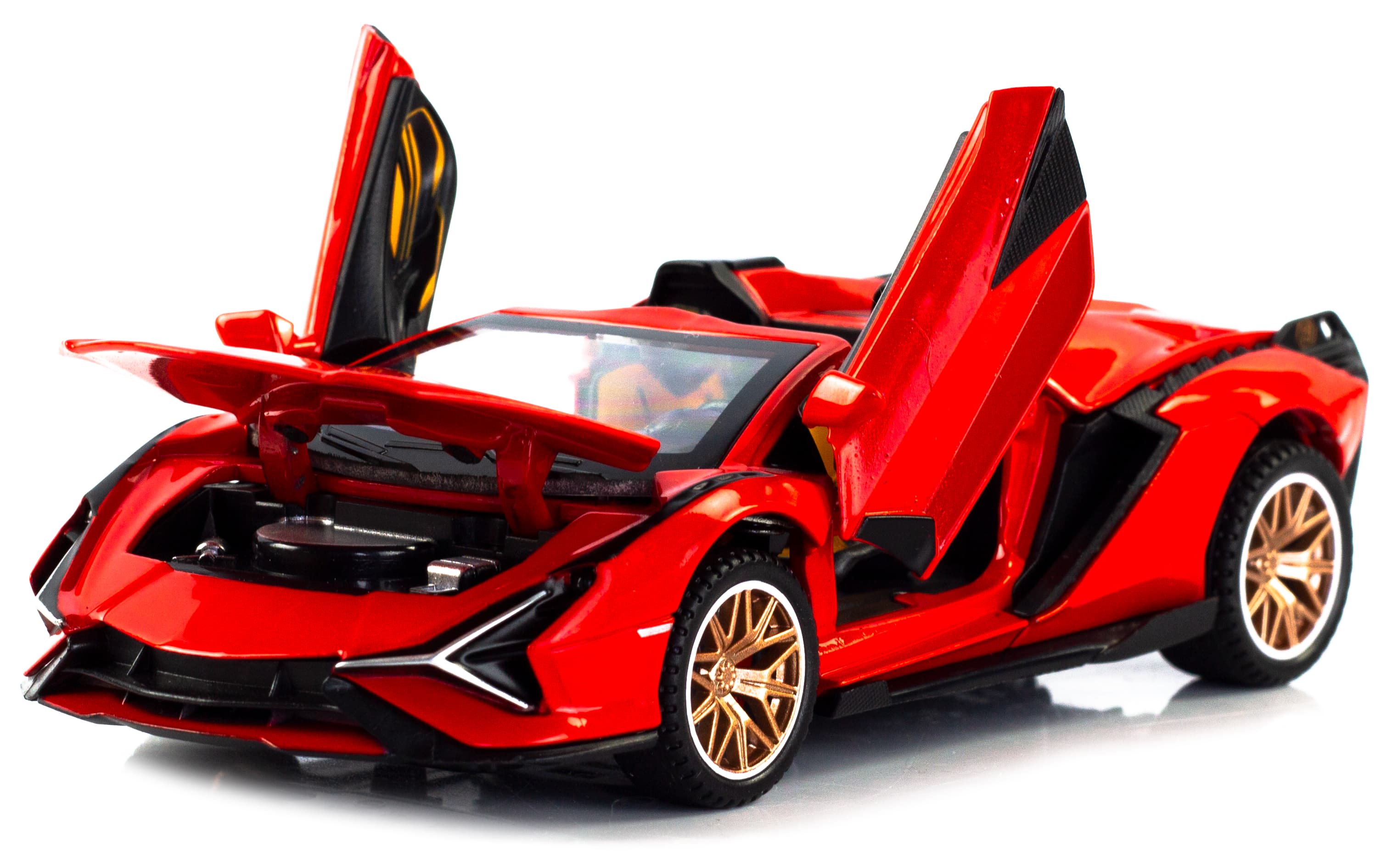 Металлическая машинка Double Horses 1:32 «Lamborghini Sian FKP 37 Roadster» 32661 свет и звук, инерционная / Красный