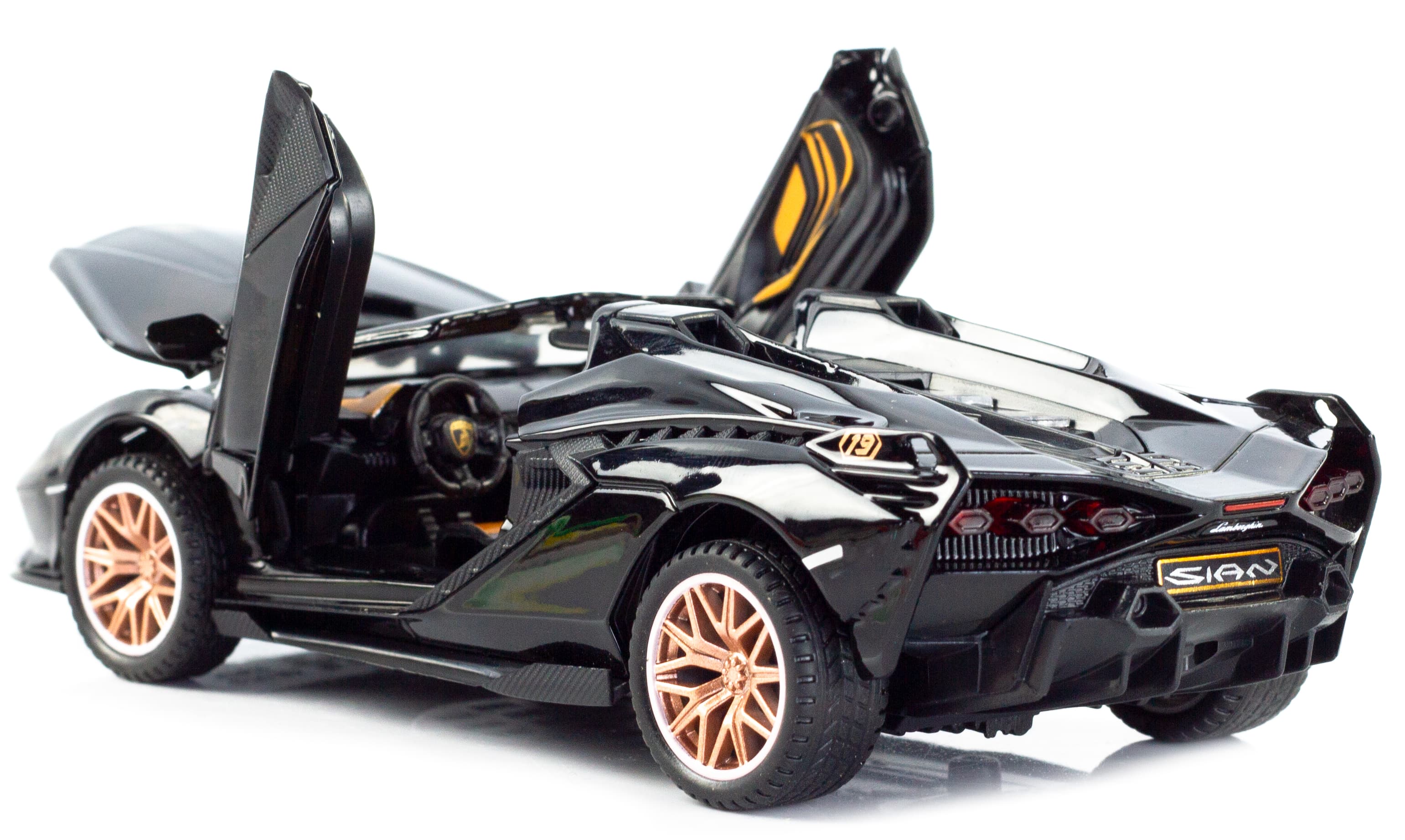 Металлическая машинка Double Horses 1:32 «Lamborghini Sian FKP 37 Roadster» 32661 свет и звук, инерционная / Черный