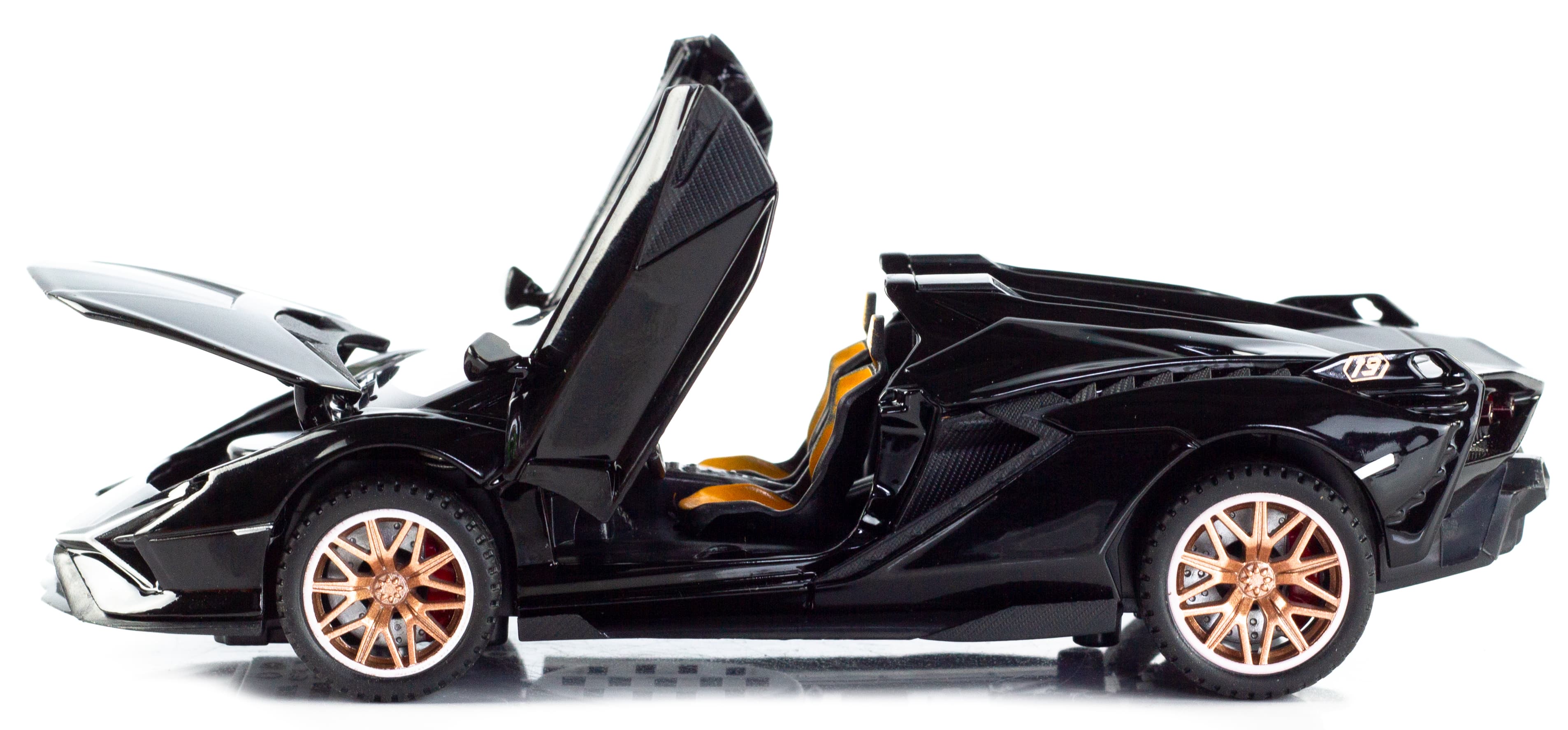 Металлическая машинка Double Horses 1:32 «Lamborghini Sian FKP 37 Roadster» 32661 свет и звук, инерционная / Черный