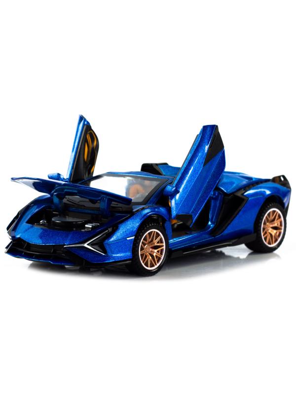 Металлическая машинка Double Horses 1:32 «Lamborghini Sian FKP 37 Roadster» 32661 свет и звук, инерционная / Синий
