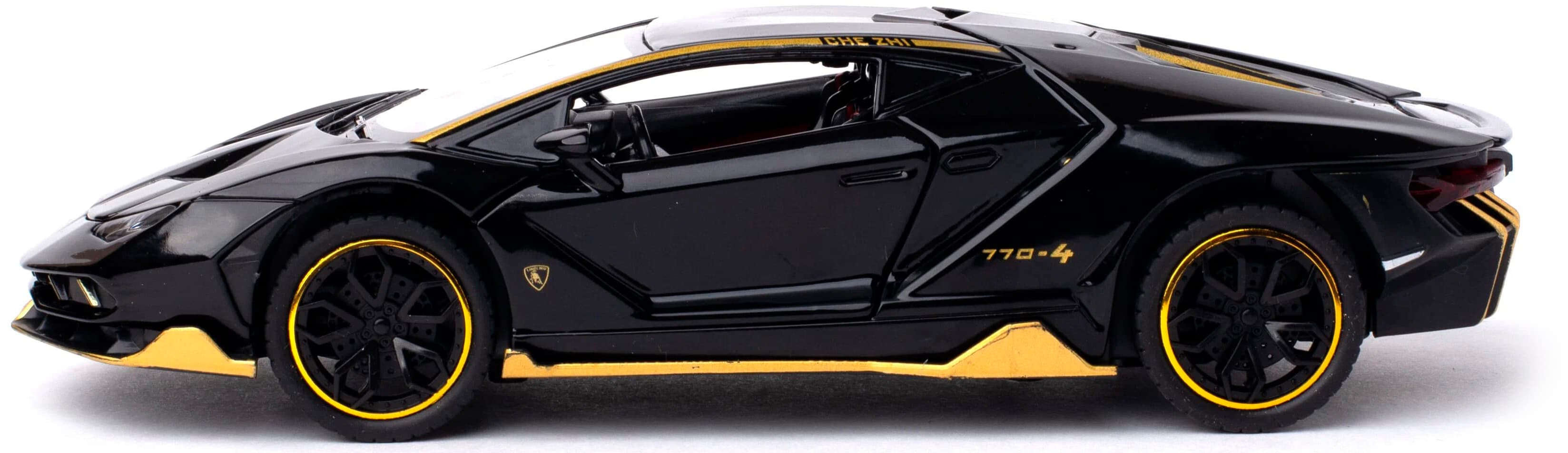 Металлическая машинка Che Zhi 1:24 «Lamborghini Centenario LP770-4» CZ25A, 21 см. инерционная, свет, звук / Черный