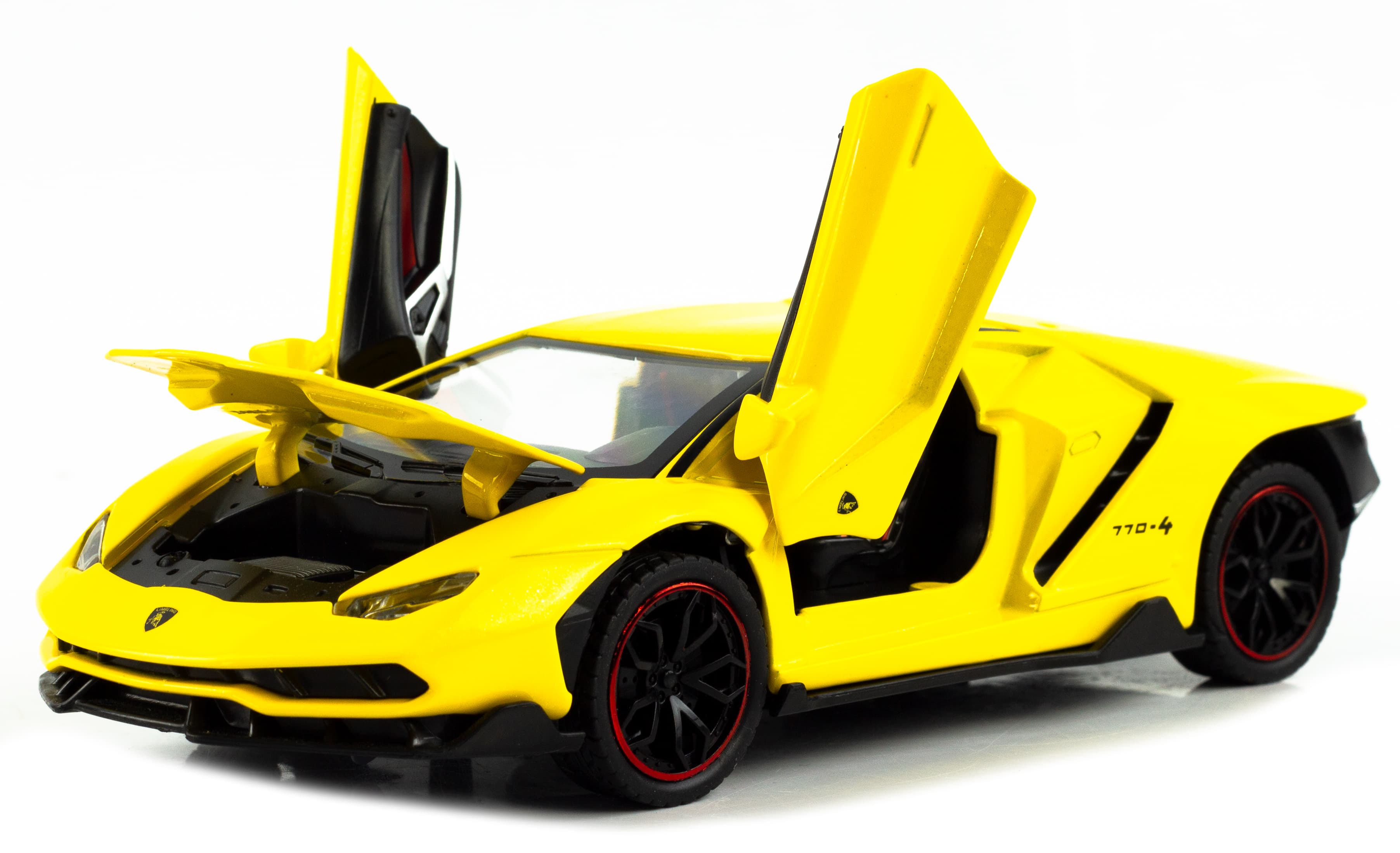 Металлическая машинка Che Zhi 1:24 «Lamborghini Centenario LP770-4» CZ25A, 21 см. инерционная, свет, звук / Желтый