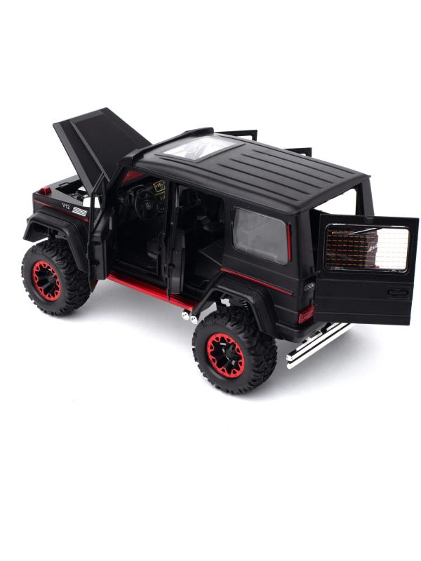 Металлическая машинка Che Zhi 1:32 «Mercedes-Benz G-class 4х4» CZ27A 15 см. инерционная, свет, звук / Черный