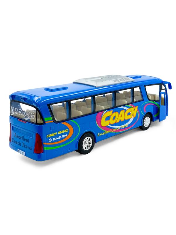 Машинка  металлическая Kinsmart 1:32 «Туристический автобус Coach» KinsFun KS7101D, инерционный / Синий