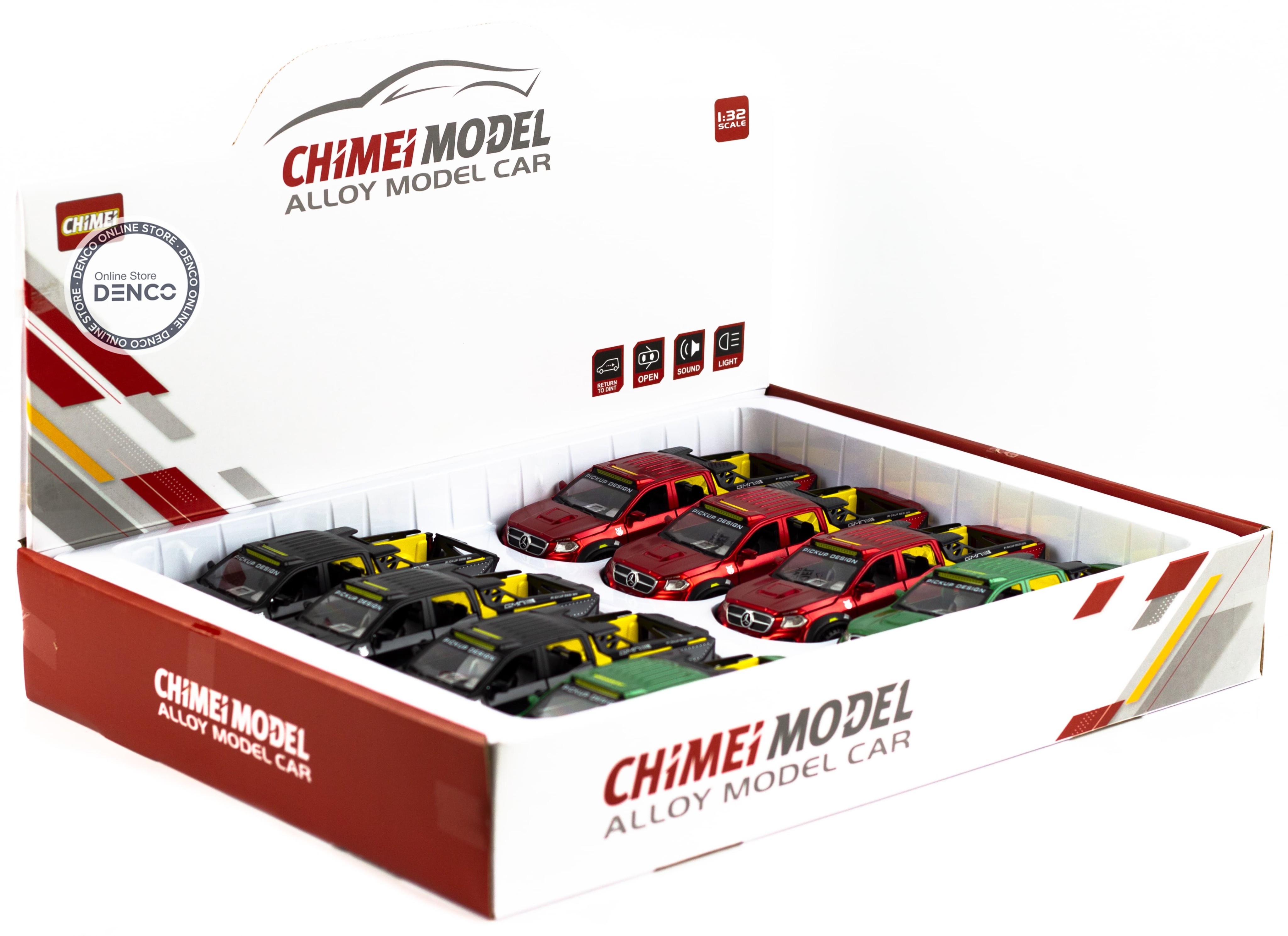 Металлическая машинка ChiMei Model 1:28 «Mercedes-Benz X-class 6x6» M306 20.5 см. инерционная, свет, звук / Микс