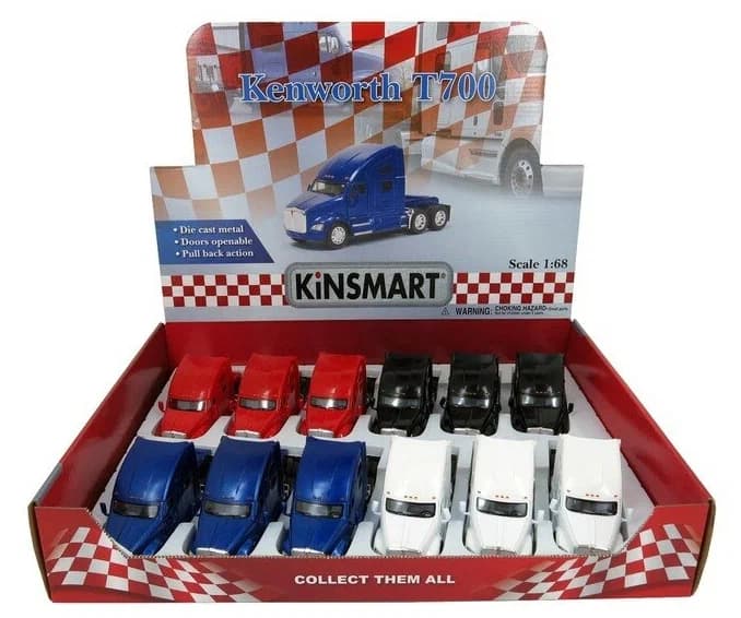 Машинка металлическая Kinsmart 1:64 «Грузовик Kenwort T700» KT5357D, инерционная / Красный