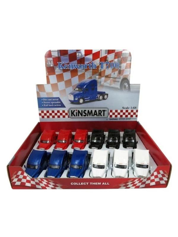 Машинка металлическая Kinsmart 1:64 «Грузовик Kenwort T700» KT5357D, инерционная / Красный