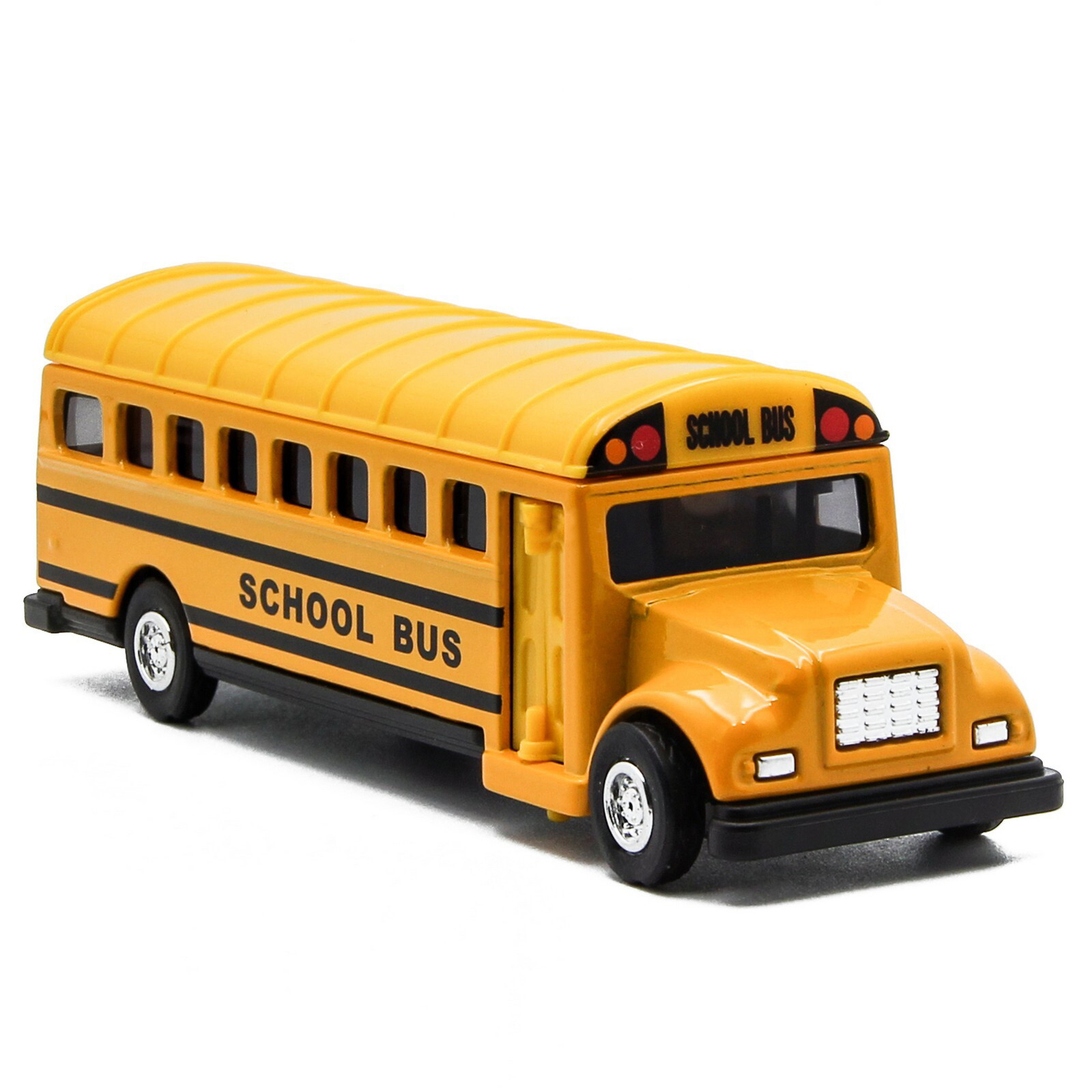 Машинка металлическая «Школьный автобус с баннером» 534, 11,5 см. инерционный / Желтый
