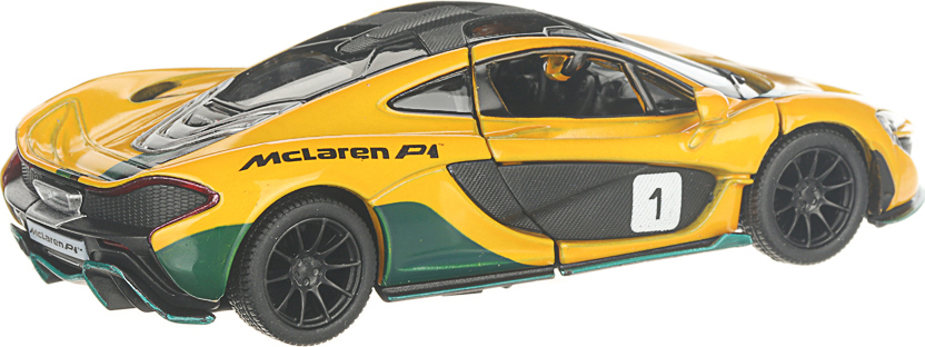 Машинка металлическая Kinsmart 1:36 «McLaren P1 Exclusive Edition» KT5393DF инерционная / Желтый