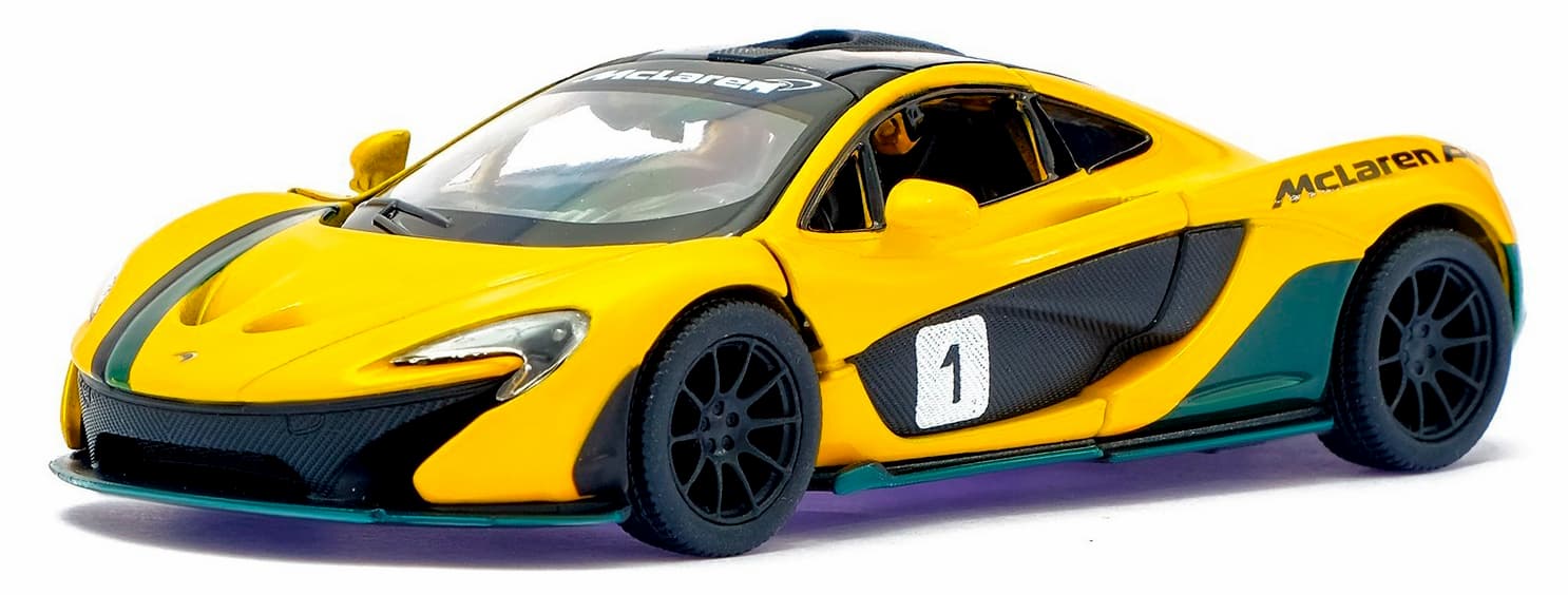 Машинка металлическая Kinsmart 1:36 «McLaren P1 Exclusive Edition» KT5393DF инерционная / Желтый