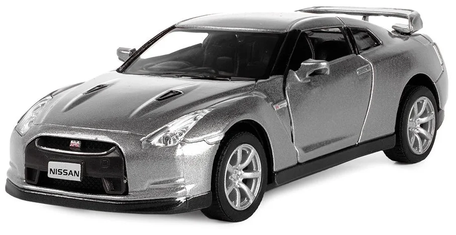 Металлическая машинка Kinsmart 1:36 «2009 Nissan GT-R R35» KT5340D инерционная / Светло-серый