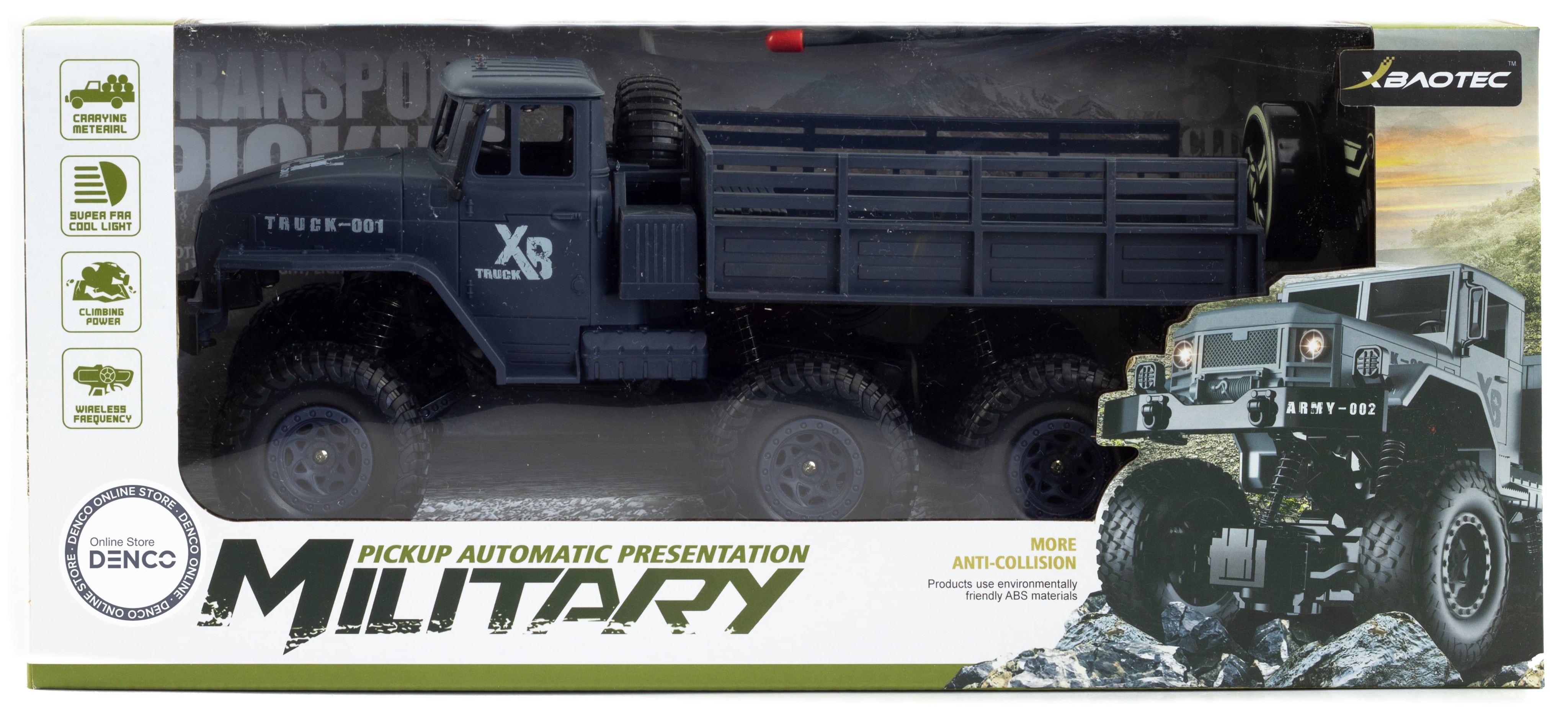 Радиоуправляемая машина «Военный грузовик» со световыми эффектами, XB1001 / Микс