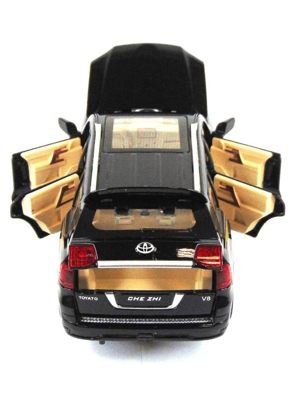 Металлическая машинка Che Zhi 1:24 «Toyota Land Cruiser 200» CZ123A, 20.2 см., инерционная, свет, звук / Черный