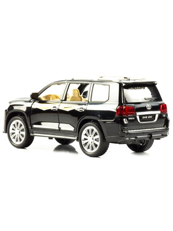 Металлическая машинка Che Zhi 1:24 «Toyota Land Cruiser 200» CZ123A, 20.2 см., инерционная, свет, звук / Черный