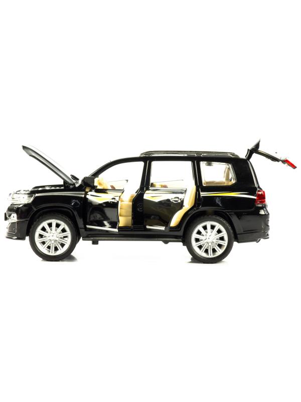 Металлическая машинка Che Zhi 1:24 «Toyota Land Cruiser 200» CZ123A, 20.2 см., инерционная, свет, звук / Черный