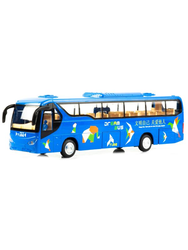 Металлический автобус Double Horses 1:48 «Dream Bus» CS0271, инерционный, свет, звук / Синий