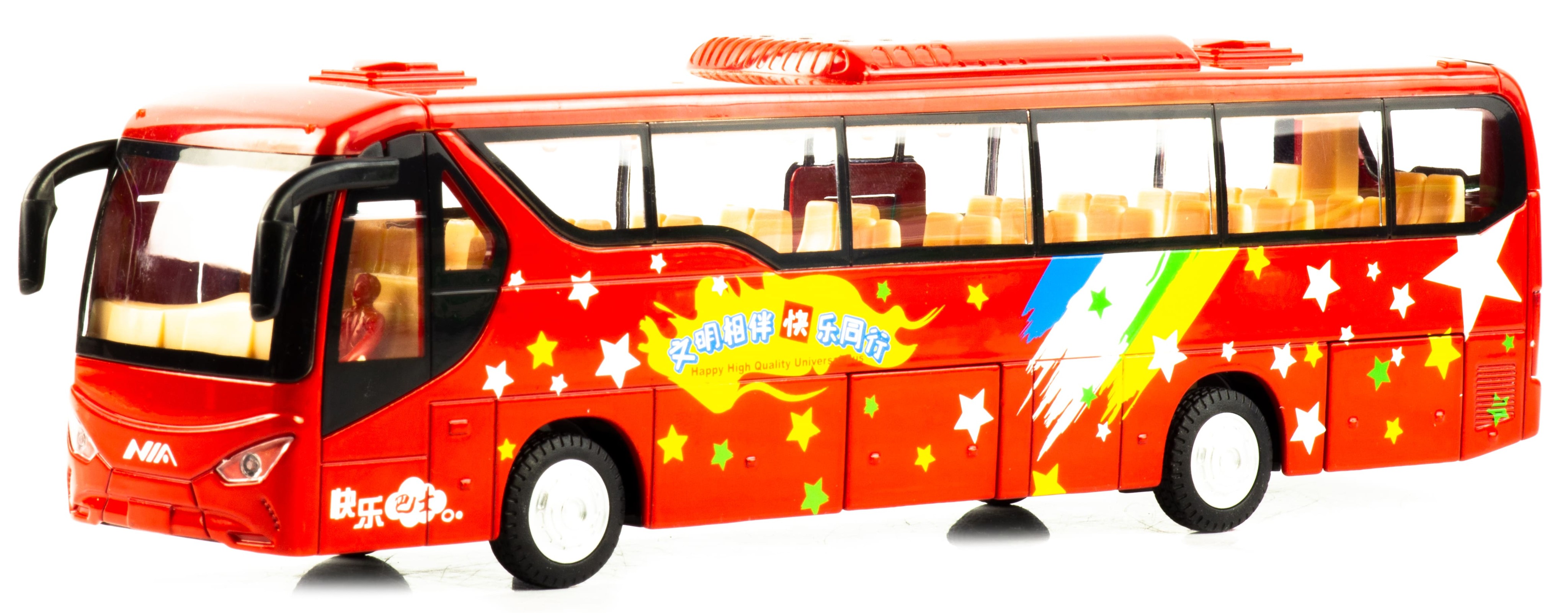 Металлический автобус Double Horses 1:48 «Dream Bus» CS0271, инерционный, свет, звук / Красный