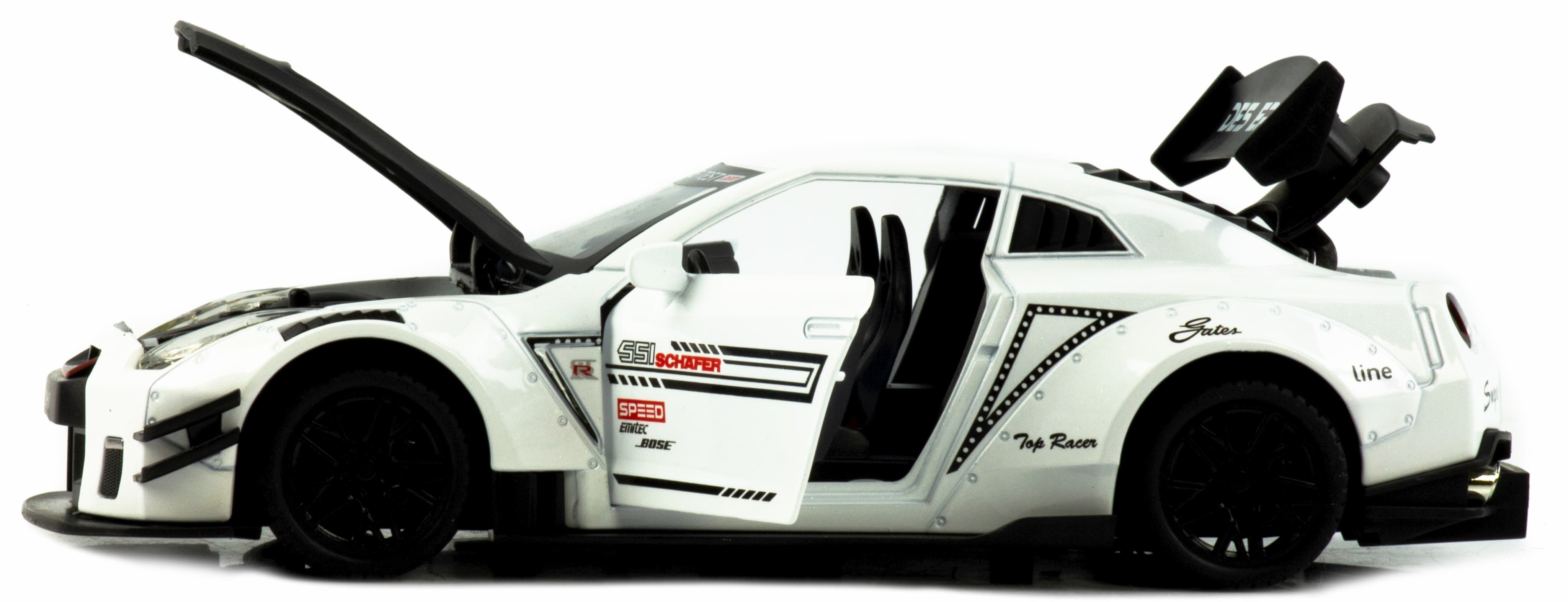 Металлическая машинка Che Zhi 1:24 «Nissan GT-R Nismo» CZ128A, 20.8 см., инерционная, свет, звук / Микс