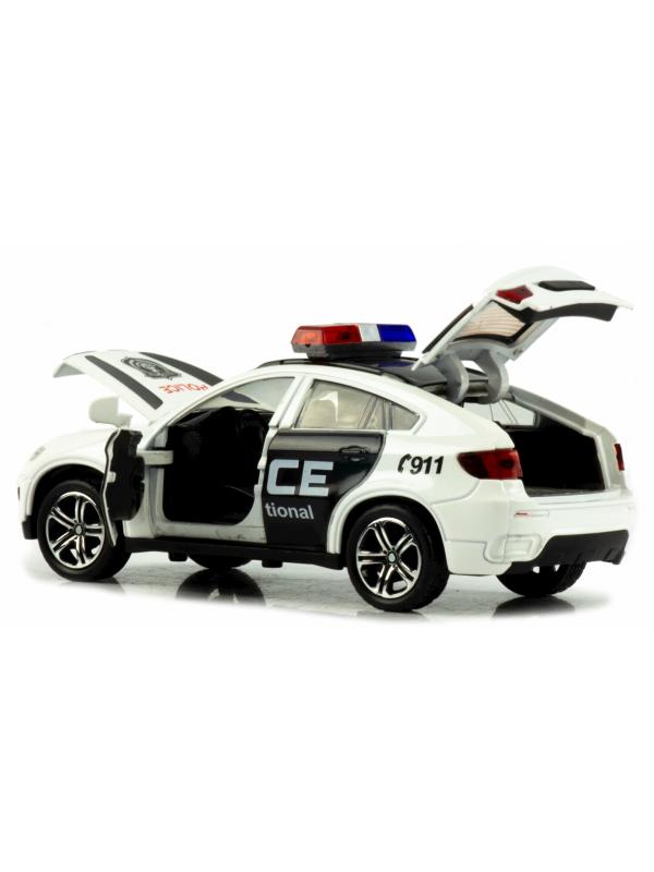 Металлическая машинка Hekai 1:32 «BMW X6 Police» 812E-2, 14.2 см., инерционная, свет, звук