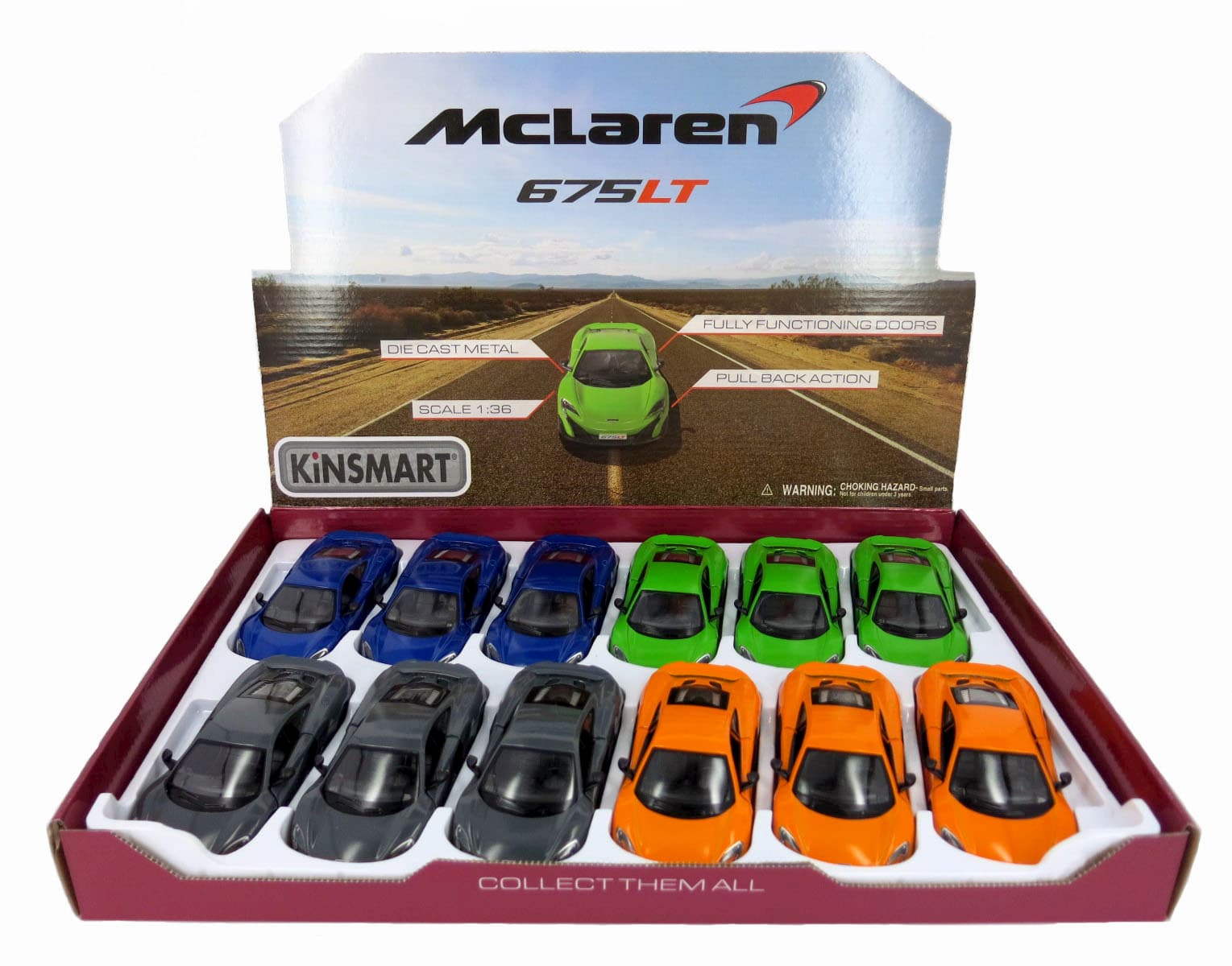 Машинка металлическая Kinsmart 1:36 «McLaren 675LT» KT5392D инерционная / Синий