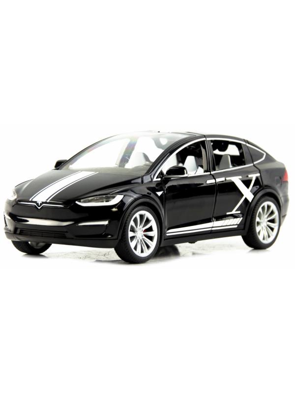 Металлическая машинка MiniAuto 1:24 «Tesla Model X» 2403B, 21 см., инерционная, свет, звук / Черный