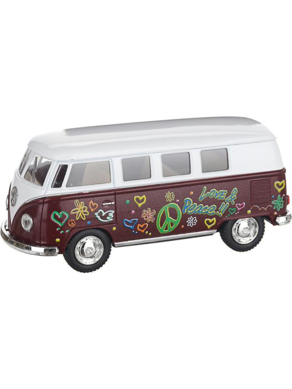 Металлическая машинка Kinsmart 1:32 «1962 Volkswagen Classical Bus (С принтом)» KT5060DF инерционная / Коричневый