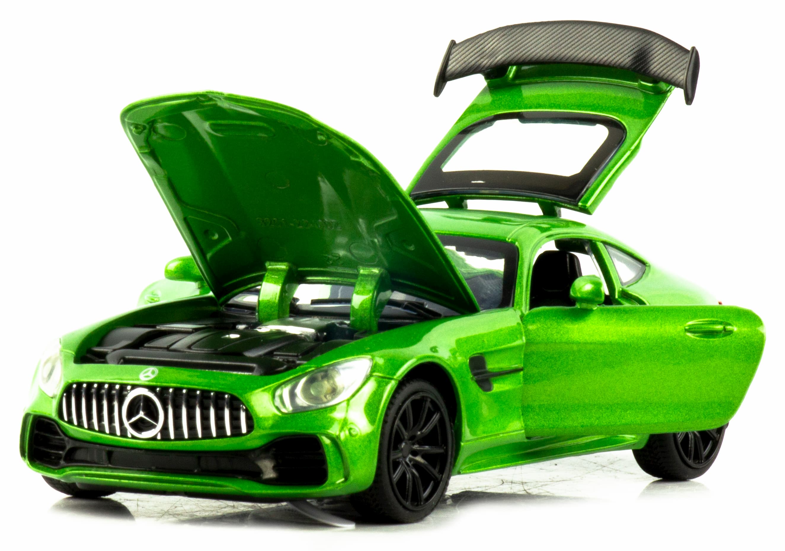 Металлическая машинка Mini Auto 1:32 «Mercedes AMG GT» 3222B, 15 см. инерционная, свет, звук / Зеленый