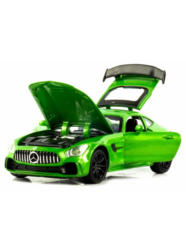 Металлическая машинка Mini Auto 1:32 «Mercedes AMG GT» 3222B, 15 см. инерционная, свет, звук / Зеленый