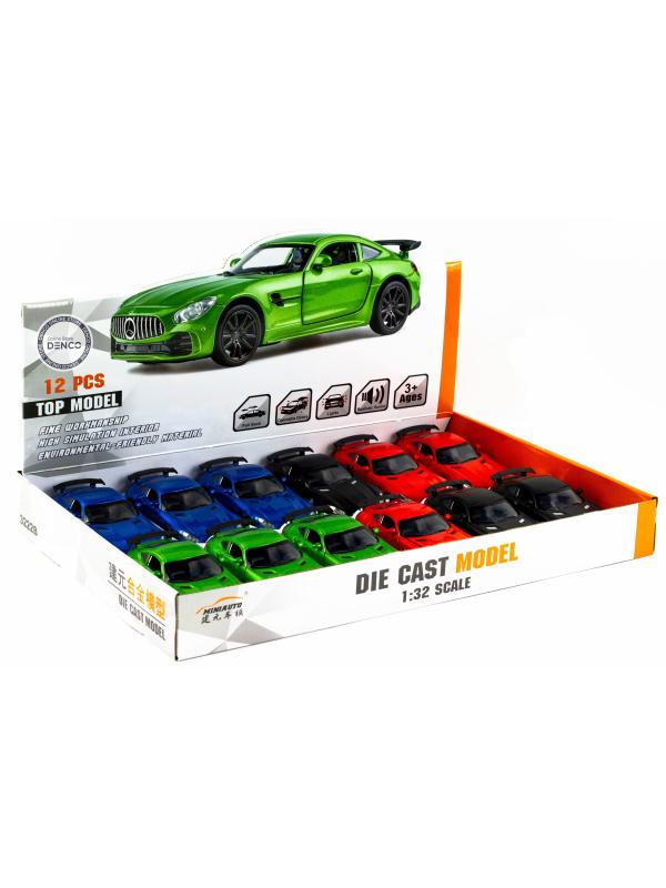 Металлическая машинка Mini Auto 1:32 «Mercedes AMG GT» 3222B, 15 см. инерционная, свет, звук / Синий