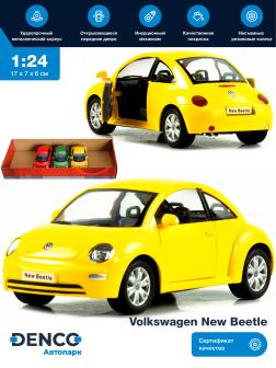 Металлическая машинка Kinsmart 1:24 «Volkswagen New Beetle» KT7003D / Желтый