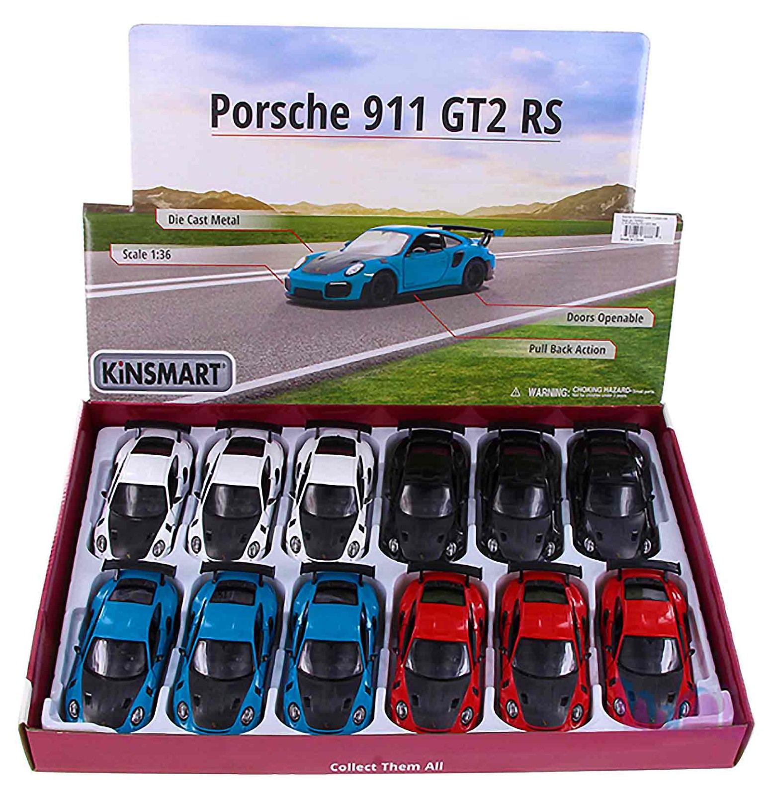 Металлическая машинка Kinsmart 1:36 «Porsche 911 GT2 RS» KT5408D, инерционная / Черный